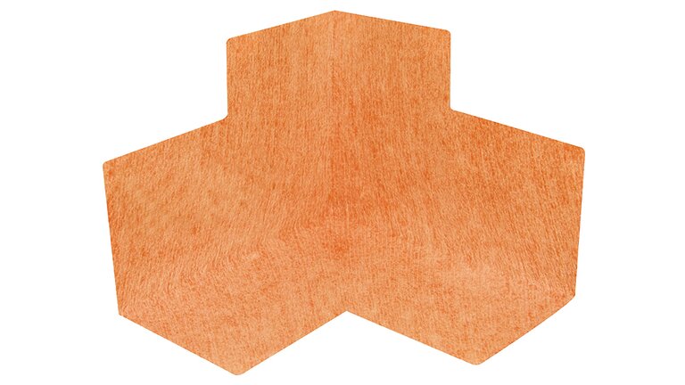 Racofix RF-100 Flex-Dichtecken innen, Draufsicht, orangefarbene Dichtecke