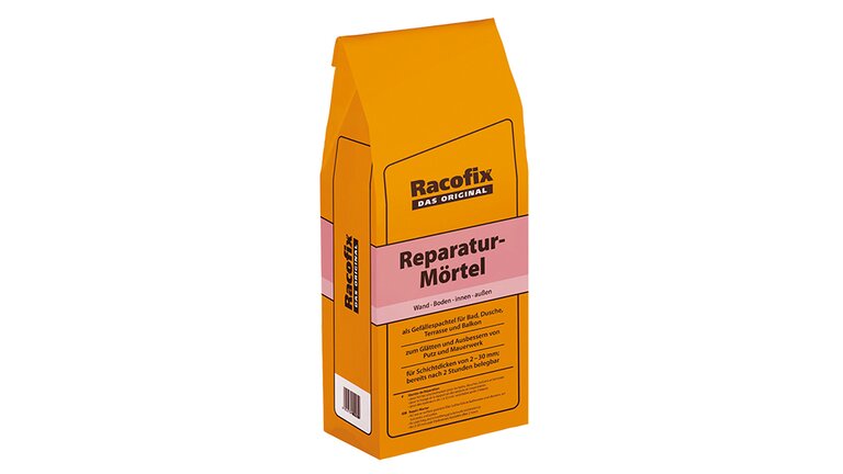 Racofix Reperatur-Mörtel, im orangefarbenen Sack, stehend, 