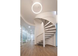 Elegante Wendeltreppe in modernem, minimalistischen Raum.
