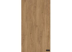 Matt mittelbrauner Holzboden mit geschwungener Maserung.