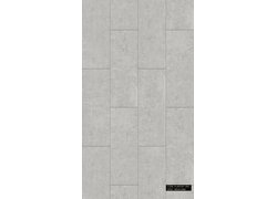 Helle graue Fliesen in einem Rechteckmuster.