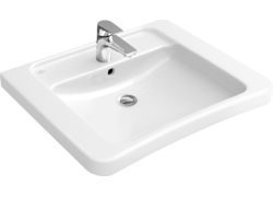 Waschbecken mit Hahnloch, Überlauf, Randprofil