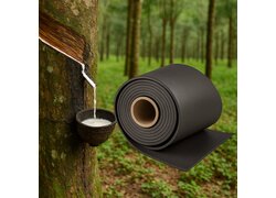 Schwarze Dämmrolle neben Kautschukbaum im Wald.
