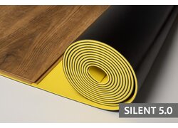 Schwarzes Silent 5.0 Unterlagsvlies mit gelber Schicht.