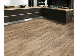 Vinyl Hydro Boden und Wand: L-Küche, Holzoptik