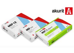 drei Akurit Mörtelsäcke (MEP-LE, MEP-Xtra, MEP-it Mineral) nebeneinander.