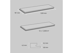 Vinyl-Planken: 181x1220mm, 4,3mm dick, 12 Stück ergeben 2,65m²