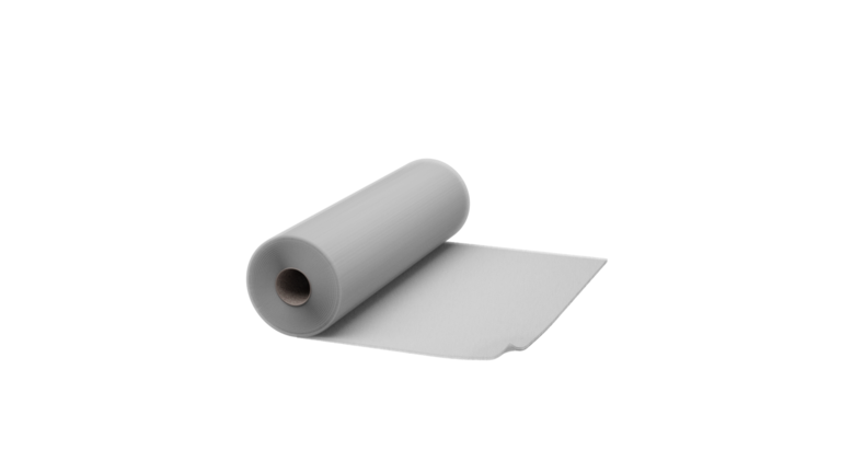 Rolle weißen Materials, vermutlich ein Stoff- oder Kunststoffgewebe.