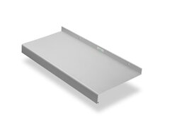 Graue Metallplatte mit geriffelter Unterseite und Löchern.