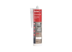 Produktabbildung des fischer All-Weather AC Dichtstoffs in transparenter Ausführung (310 ml Kartusche). Witterungsbeständiger Dichtstoff für Abdichtungen im Innen- und Außenbereich, auch auf feuchten Untergründen einsetzbar.