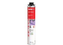 Freigestellte Produktabbildung des fischer PUP P 750 B2 Perimeterklebeschau (750 ml). PU-Klebeschau zum Fixieren und Füllen, speziell für Perimeterdämmung und Sockelbereiche geeignet, mit wärmedämmenden Eigenschaften und hoher Haftkraft.