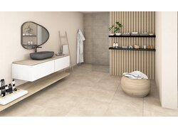 Modernes Badezimmer mit freistehender Badewanne und Glasdusche.