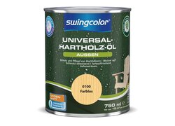 750-ml Dose Swingcolor Universal Hartholz-Öl in Grün, farblos und wasserbasiert, für den Außeneinsatz auf Harthölzern.