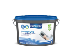 8 kg- Eimer Reibeputz von Swingcolor, für den Innen- und Außenbereich mit Körnung von 2 mm, weiße Farbe, gebrauchsfertig, hoch wetterbeständig und strapazierfähig, wasserdampfdurchlässig, stoßfest