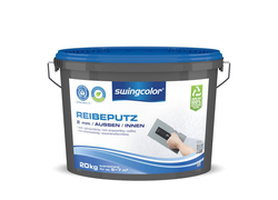 20 kg- Eimer Reibeputz von Swingcolor, für den Innen- und Außenbereich mit Körnung von 2 mm, weiße Farbe, gebrauchsfertig, hoch wetterbeständig und strapazierfähig, wasserdampfdurchlässig, stoßfest