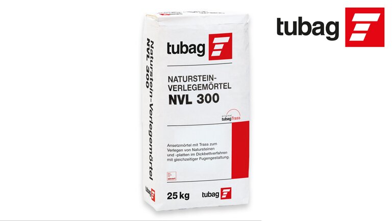 tubag Naturstein-Verlegemörtel NVL 300 mit Trass im 25-kg-Sack für die Verlegung von Naturstein
