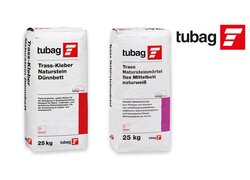 tubag Trass-Kleber Naturstein Dünnbett und Trass Natursteinmörtel flex Mittelbett naturweiß in 25-kg-Säcken