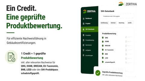 ZERTIVA zeigt geprüfte Produktbewertungen für Gebäudezertifizierungen.