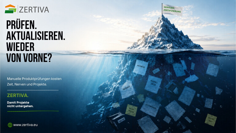 Eisberg mit Dokumenten unter Wasser, ZERTIVA hilft Projekte zu sichern.